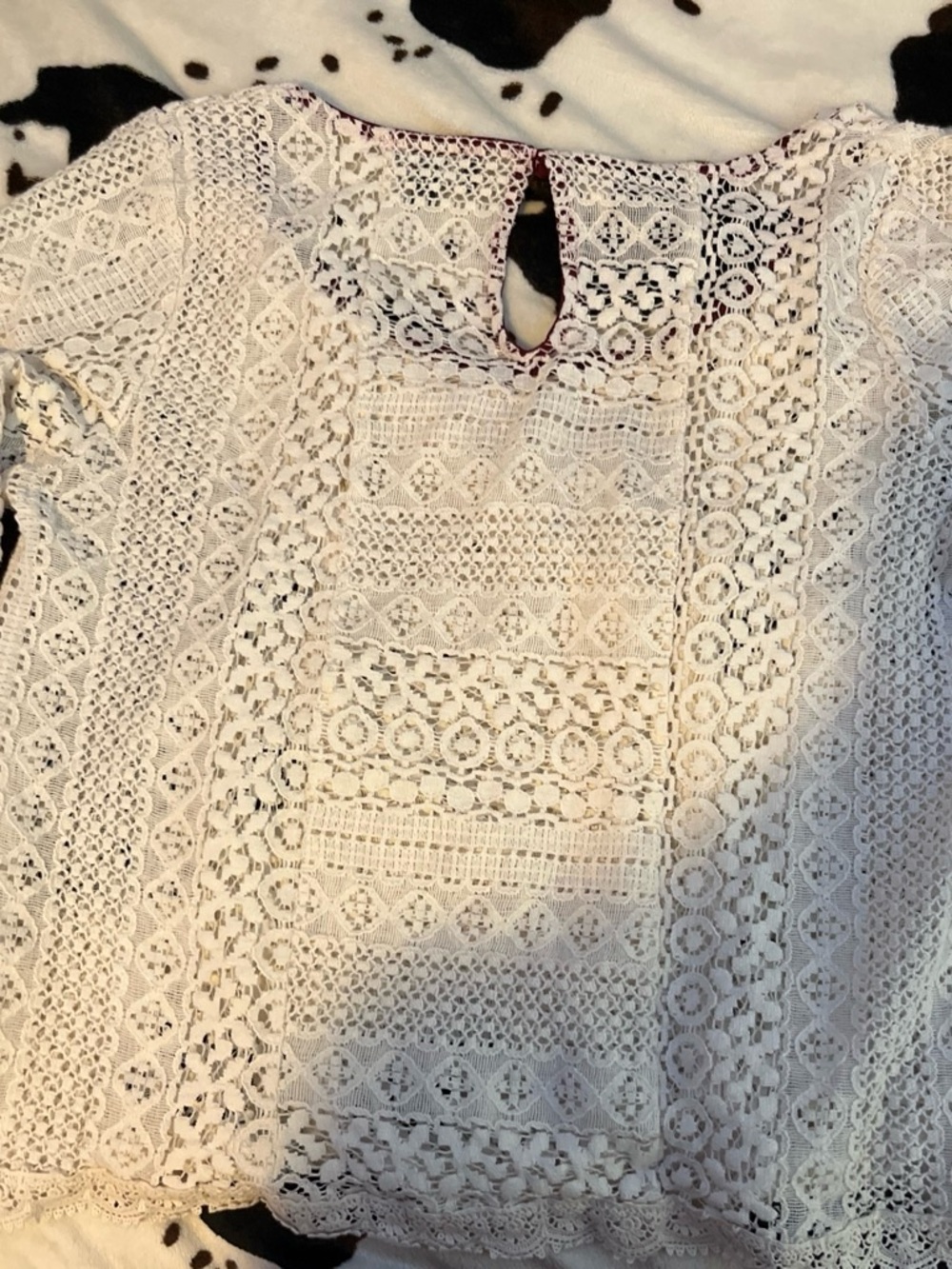 My Michelle Cream Crochet Lace Blouse
